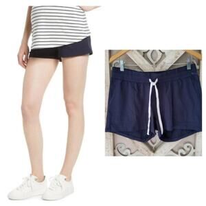 Angel Maternity Soft Stretch Drawstring Pocket Shorts in Blue